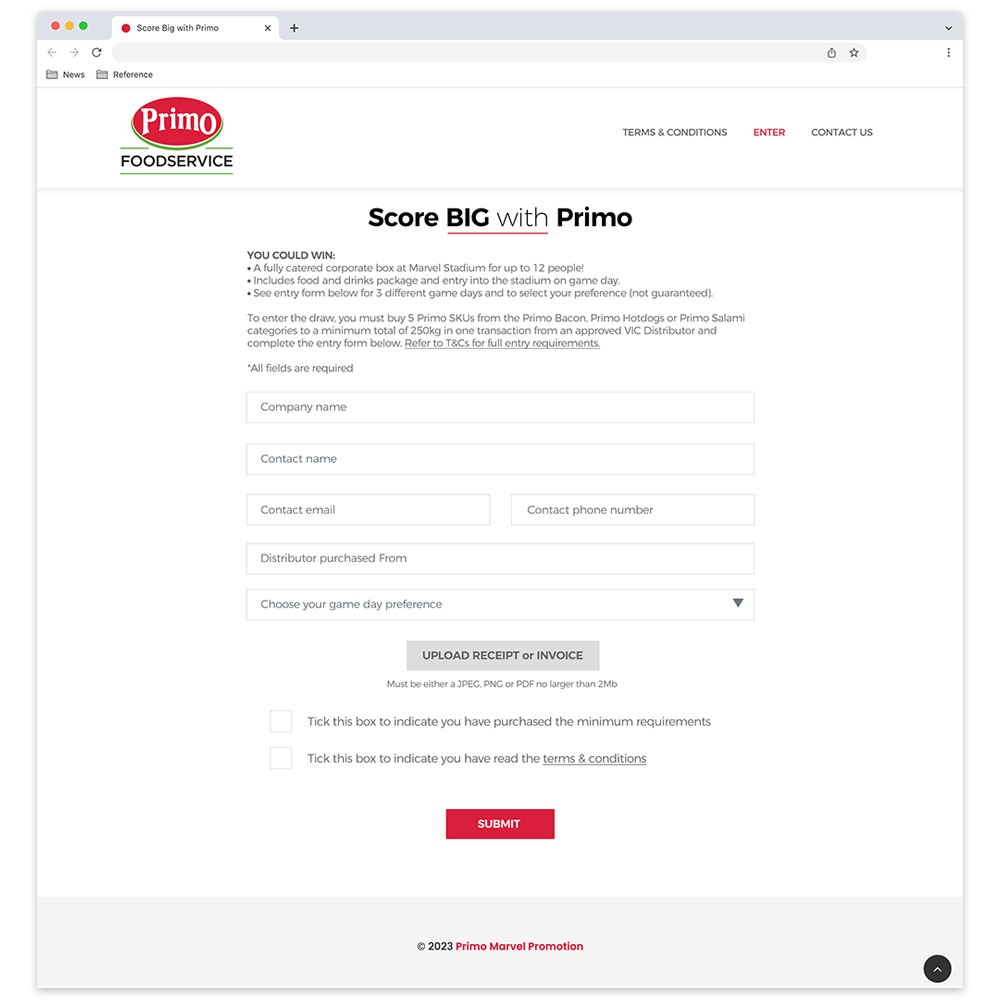 Primo Score Website Enter Page